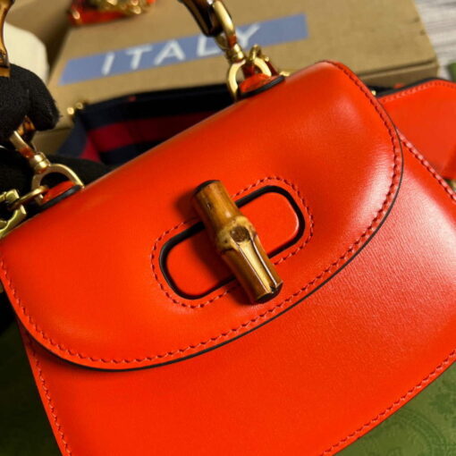 Replica Gucci Bamboo1947 Mini top handle bag 686864 Red 4