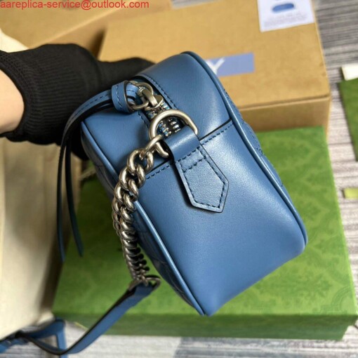 Replica Gucci 447632 GG Marmont Matelassé Shoulder Bag Blue 2