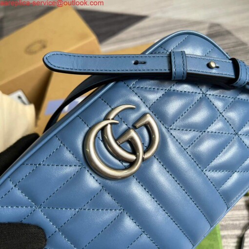 Replica Gucci 447632 GG Marmont Matelassé Shoulder Bag Blue 4