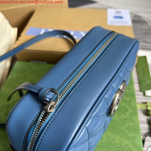 Replica Gucci 447632 GG Marmont Matelassé Shoulder Bag Blue 5