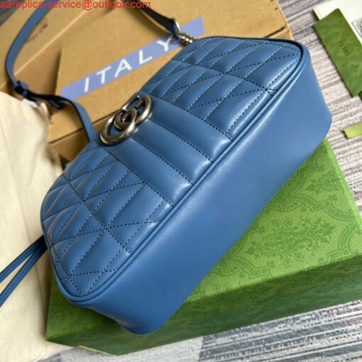 Replica Gucci 447632 GG Marmont Matelassé Shoulder Bag Blue 6
