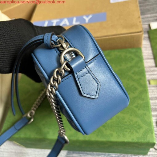 Replica Gucci 634936 GG Marmont Mini Shoulder Bag Blue 2