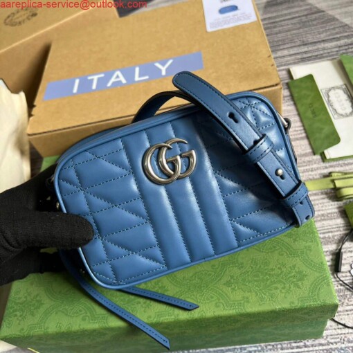 Replica Gucci 634936 GG Marmont Mini Shoulder Bag Blue 3