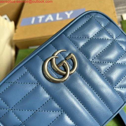 Replica Gucci 634936 GG Marmont Mini Shoulder Bag Blue 4