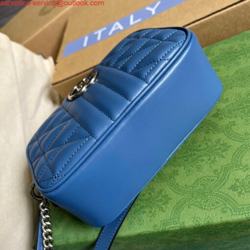 Replica Gucci 634936 GG Marmont Mini Shoulder Bag Blue 5