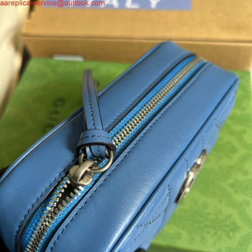 Replica Gucci 634936 GG Marmont Mini Shoulder Bag Blue 6