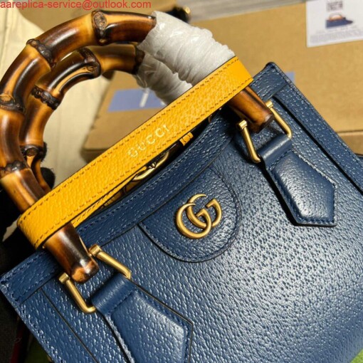 Replica Gucci 702732 Gucci Diana Mini Tote Bag Blue 4