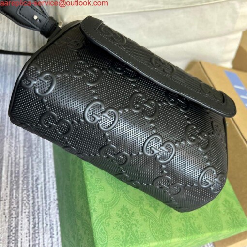 Replica Gucci 674058 GG embossed messenger bag Black 6
