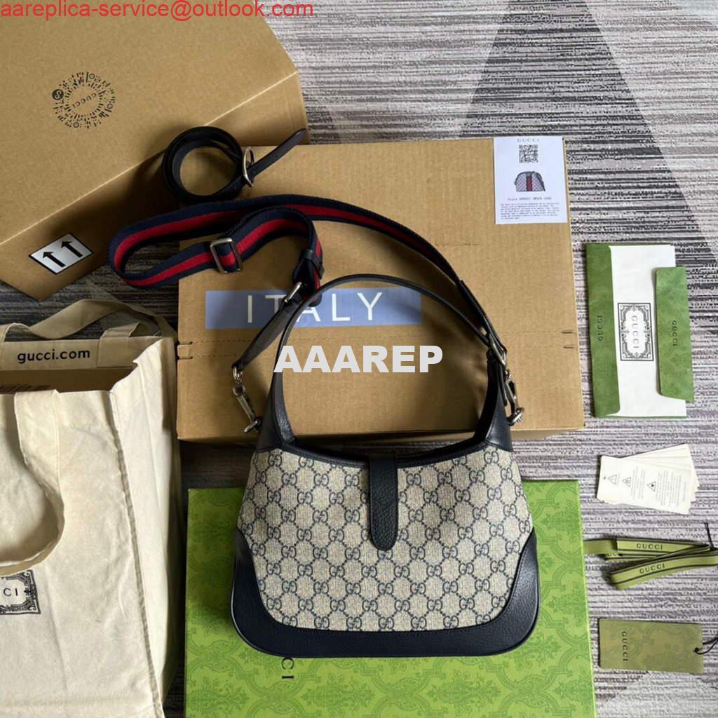 Replica Gucci 678843 Jackie 1961 Small GG Shoulder Bag Beige Blue Replica Gucci 678843 Jackie 1961 Small GG Shoulder Bag Beige Blue