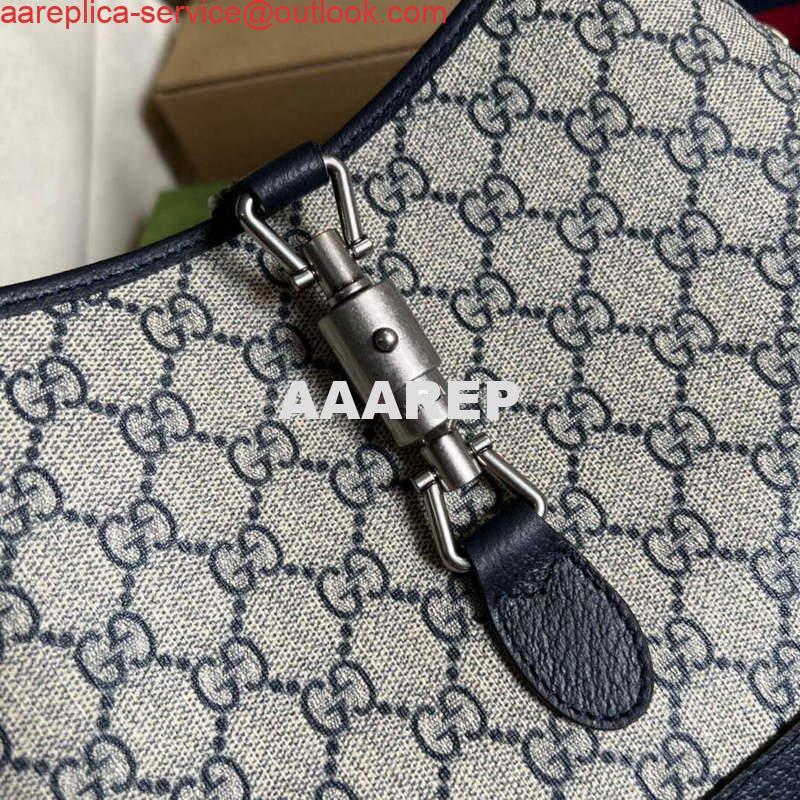 Replica Gucci 678843 Jackie 1961 Small GG Shoulder Bag Beige Blue 4 Replica Gucci 678843 Jackie 1961 Small GG Shoulder Bag Beige Blue 4