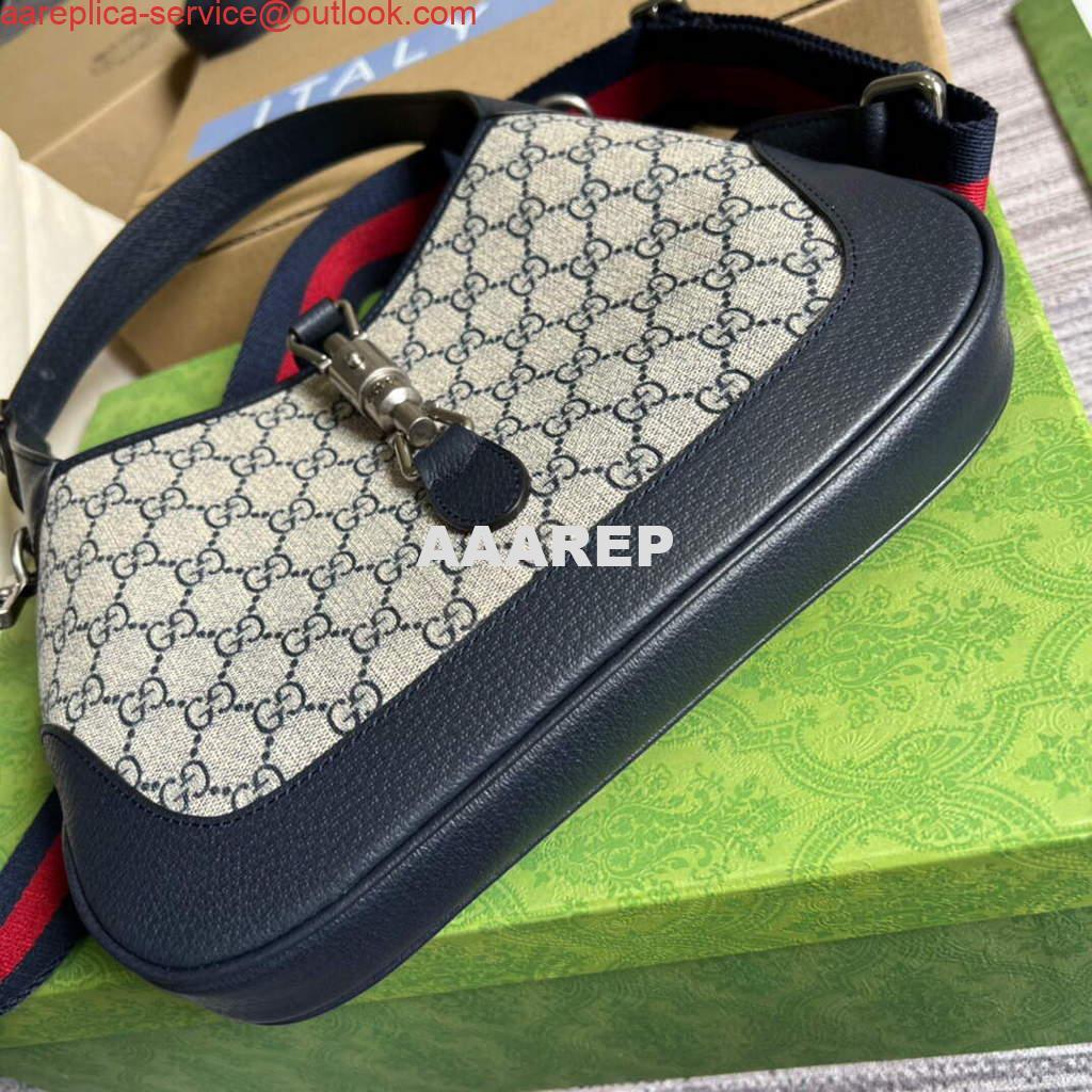 Replica Gucci 678843 Jackie 1961 Small GG Shoulder Bag Beige Blue 6 Replica Gucci 678843 Jackie 1961 Small GG Shoulder Bag Beige Blue 6