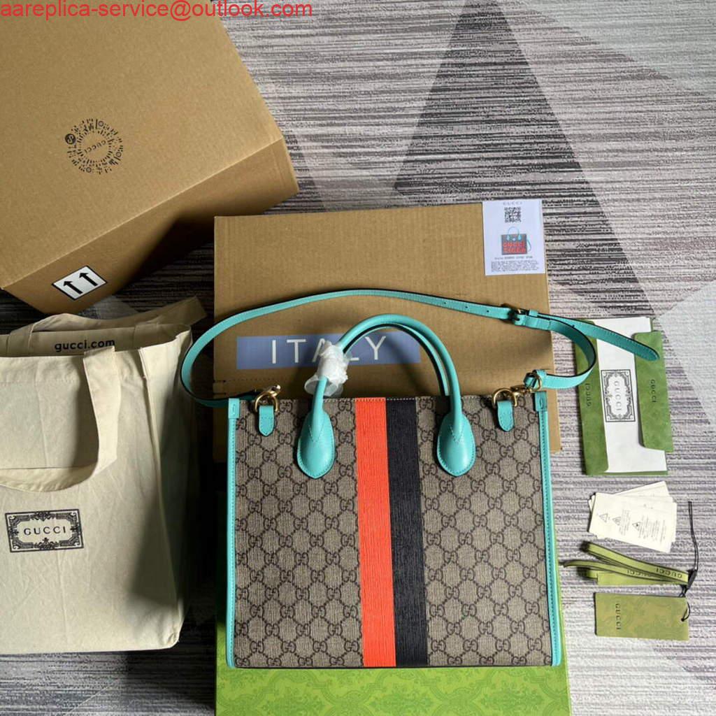 Replica Gucci 659983 GG Small Tote Bag Blue Orange Replica Gucci 659983 GG Small Tote Bag Blue Orange