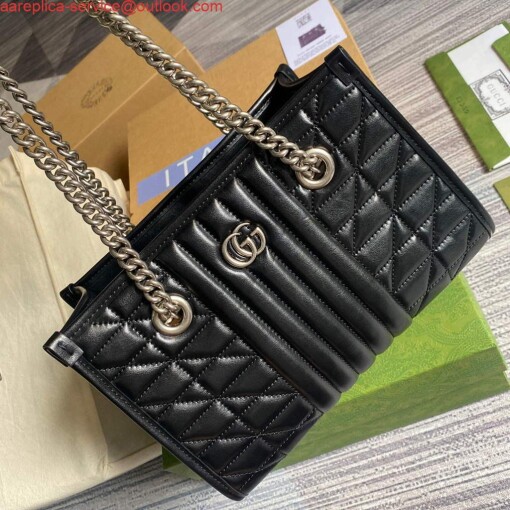 Replica Gucci 681483 GG Marmont small tote bag Black 3