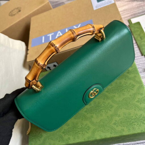 Replica Gucci 675795 GG Large Top Handle Bag With Bamboo Green 3