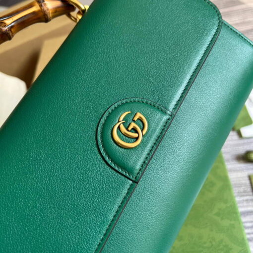 Replica Gucci 675795 GG Large Top Handle Bag With Bamboo Green 5