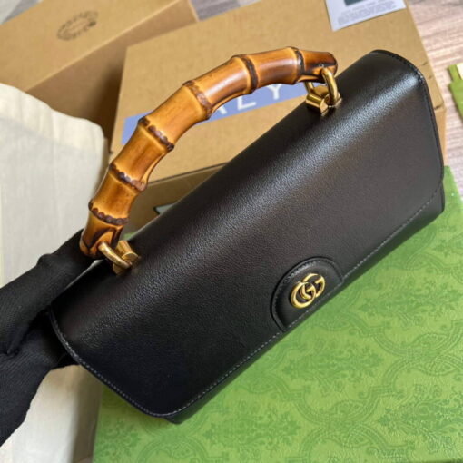 Replica Gucci 675795 GG Large Top Handle Bag With Bamboo Black 4