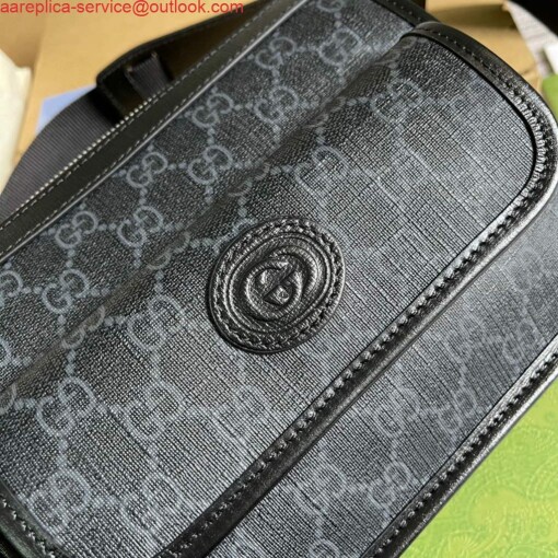Replica Gucci 674164 Messenger Bag With Lnterlocking G Black 4