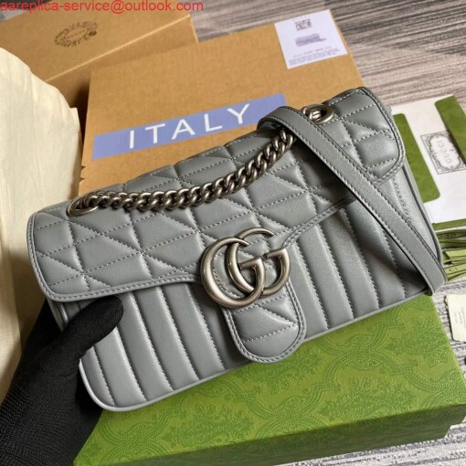 Replica Gucci 443497 GG Marmont Small Shoulder Bag Gray 5