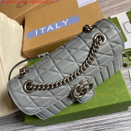 Replica Gucci 443497 GG Marmont Small Shoulder Bag Gray 6