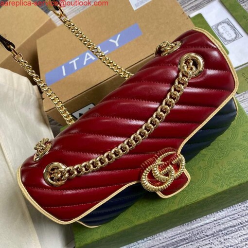 Replica Gucci 443497 GG Marmont Small Shoulder Bag Blue and Red 6