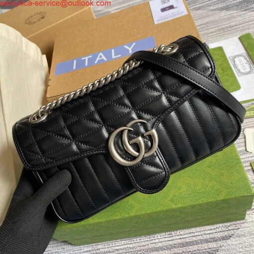 Replica Gucci 443497 GG Marmont Small Shoulder Bag Black 4