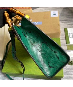 Replica Gucci Diana Small Tote Bag Snake Top Handle Bag 660195 Green 2