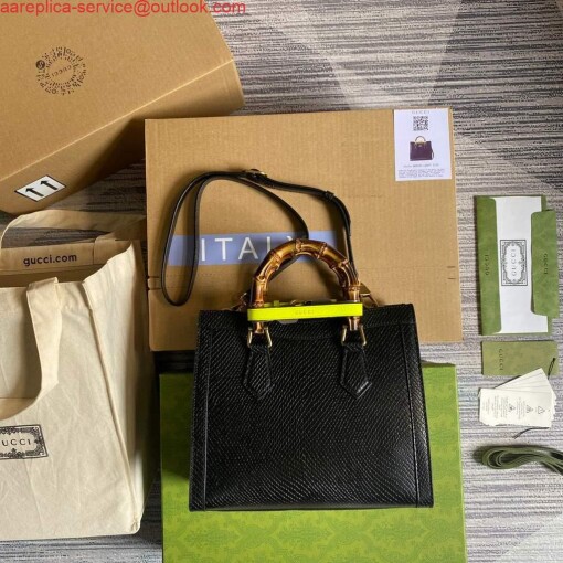 Replica Gucci Diana Small Tote Bag Snake Top Handle Bag 660195 Black