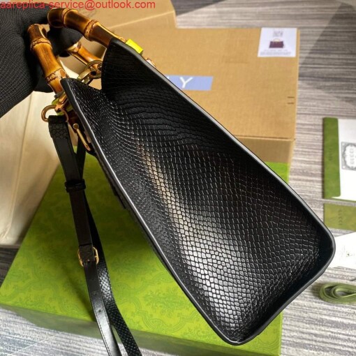 Replica Gucci Diana Small Tote Bag Snake Top Handle Bag 660195 Black 2