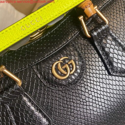Replica Gucci Diana Small Tote Bag Snake Top Handle Bag 660195 Black 4