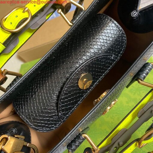 Replica Gucci Diana Small Tote Bag Snake Top Handle Bag 660195 Black 7