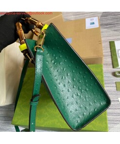 Replica Gucci Diana Small Tote Bag Ostrich Top Handle Bag 660195 Green 2