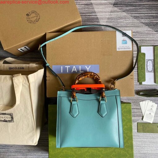 Replica Gucci Diana small tote bag top handle bag 660195 Lake Blue 2