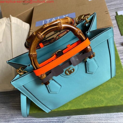 Replica Gucci Diana small tote bag top handle bag 660195 Lake Blue 4