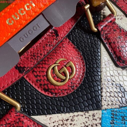 Replica Gucci Diana Mini tote bag top handle bag Gucci ‎655661 Grey With Red 3