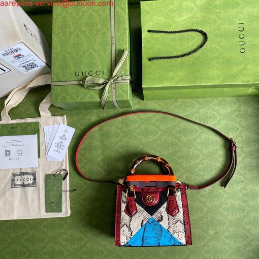 Replica Gucci Diana Mini tote bag top handle bag Gucci ‎655661 Grey With Red 8