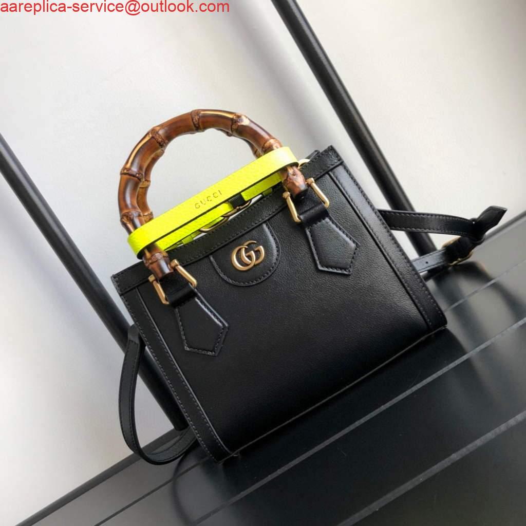 Replica Gucci Diana Mini tote bag top handle bag Gucci 655661 Black Replica Gucci Diana Mini tote bag top handle bag Gucci 655661 Black