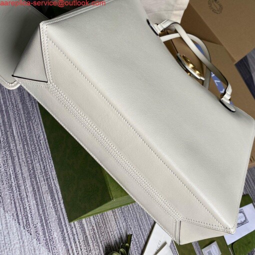 Replica Gucci 649577 Medium Tote With Double G White Leather 7