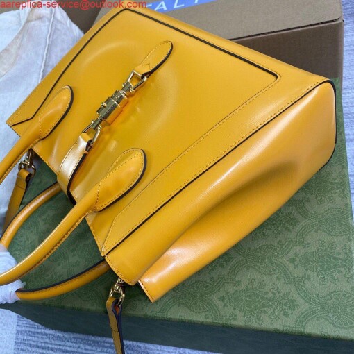Replica Gucci 649016 Gucci Jackie 1961 Medium Tote Bag Yellow 2
