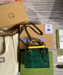 Replica Gucci Diana Mini Tote Bag Snake Top Handle Bag Gucci ‎655661 Green