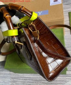 Replica Gucci Diana Mini Tote Bag Crocodile LeatherTop Handle Bag Gucci ‎655661 Brown 2