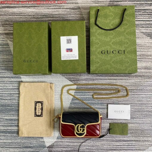 Replica Gucci Online Exclusive GG Marmont mini bag Gucci 574969 Navy and Wine Red 8