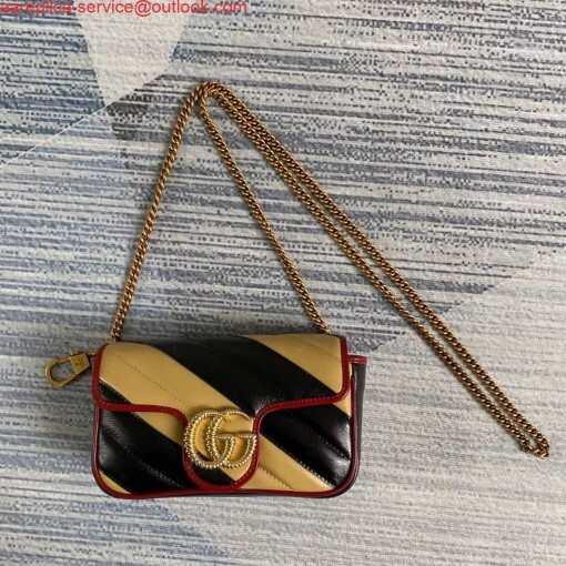 Replica Gucci Online Exclusive GG Marmont mini bag Gucci 574969 Black and Apricot 2
