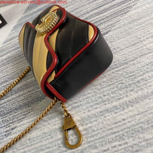 Replica Gucci Online Exclusive GG Marmont mini bag Gucci 574969 Black and Apricot 4