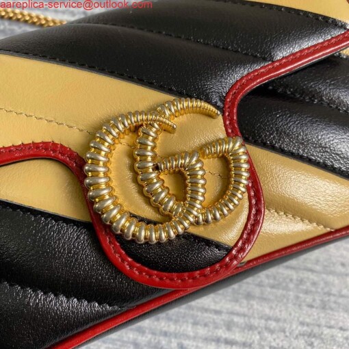 Replica Gucci Online Exclusive GG Marmont mini bag Gucci 574969 Black and Apricot 5