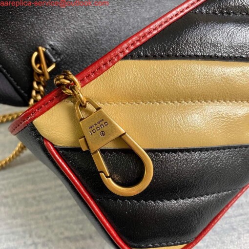 Replica Gucci Online Exclusive GG Marmont mini bag Gucci 574969 Black and Apricot 6