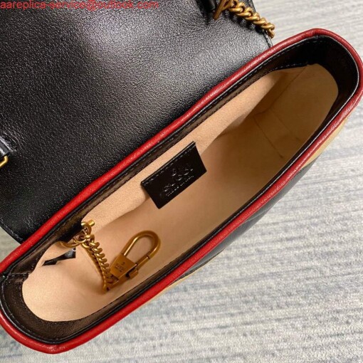 Replica Gucci Online Exclusive GG Marmont mini bag Gucci 574969 Black and Apricot 7