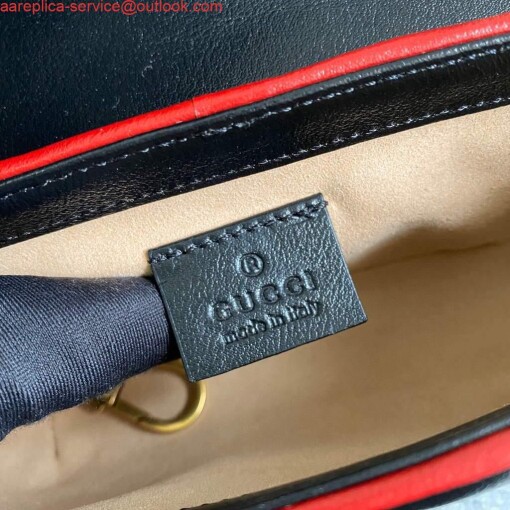 Replica Gucci Online Exclusive GG Marmont mini bag Gucci 574969 Black and Apricot 8