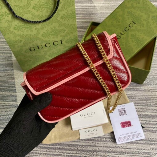 Replica Gucci GG Marmont super mini bag 574969 Wine Red