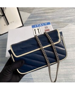 Replica Gucci GG Marmont super mini bag 574969 Navy Blue