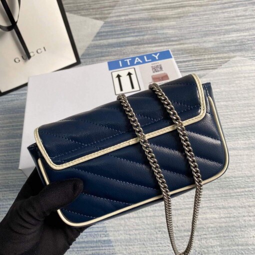 Replica Gucci GG Marmont super mini bag 574969 Navy Blue